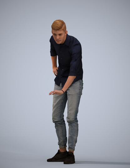 realistic 3D human man casual standing, archviz people FBX OBJ for Blender