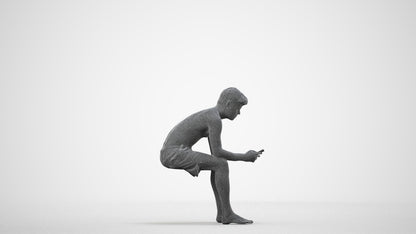scanned 3D man pool, photogrammetry people for Enscape and V-Ray, wireframe side view