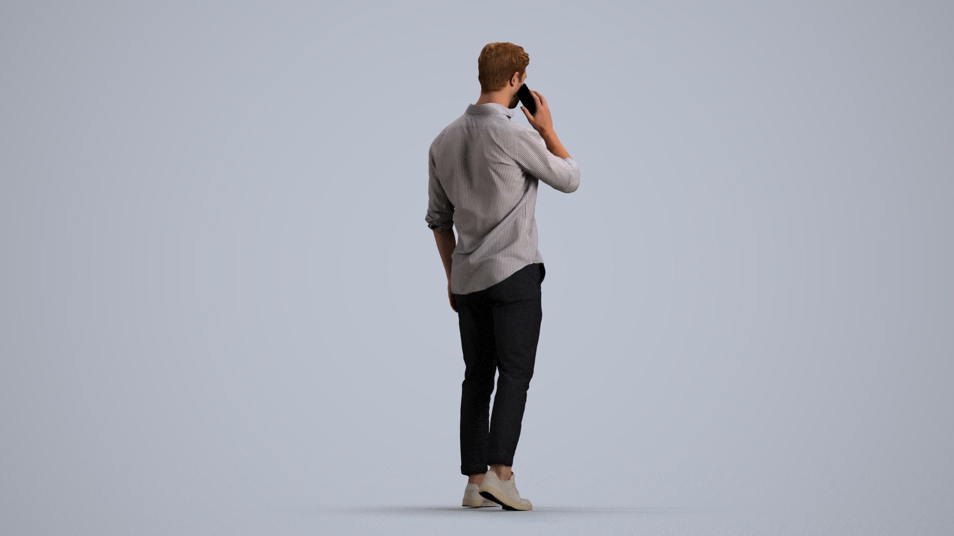 realistic 3D people man casual walking, render-ready for V-Ray and Corona, FBX OBJ, front view render
