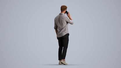 realistic 3D people man casual walking, render-ready for V-Ray and Corona, FBX OBJ, front view render