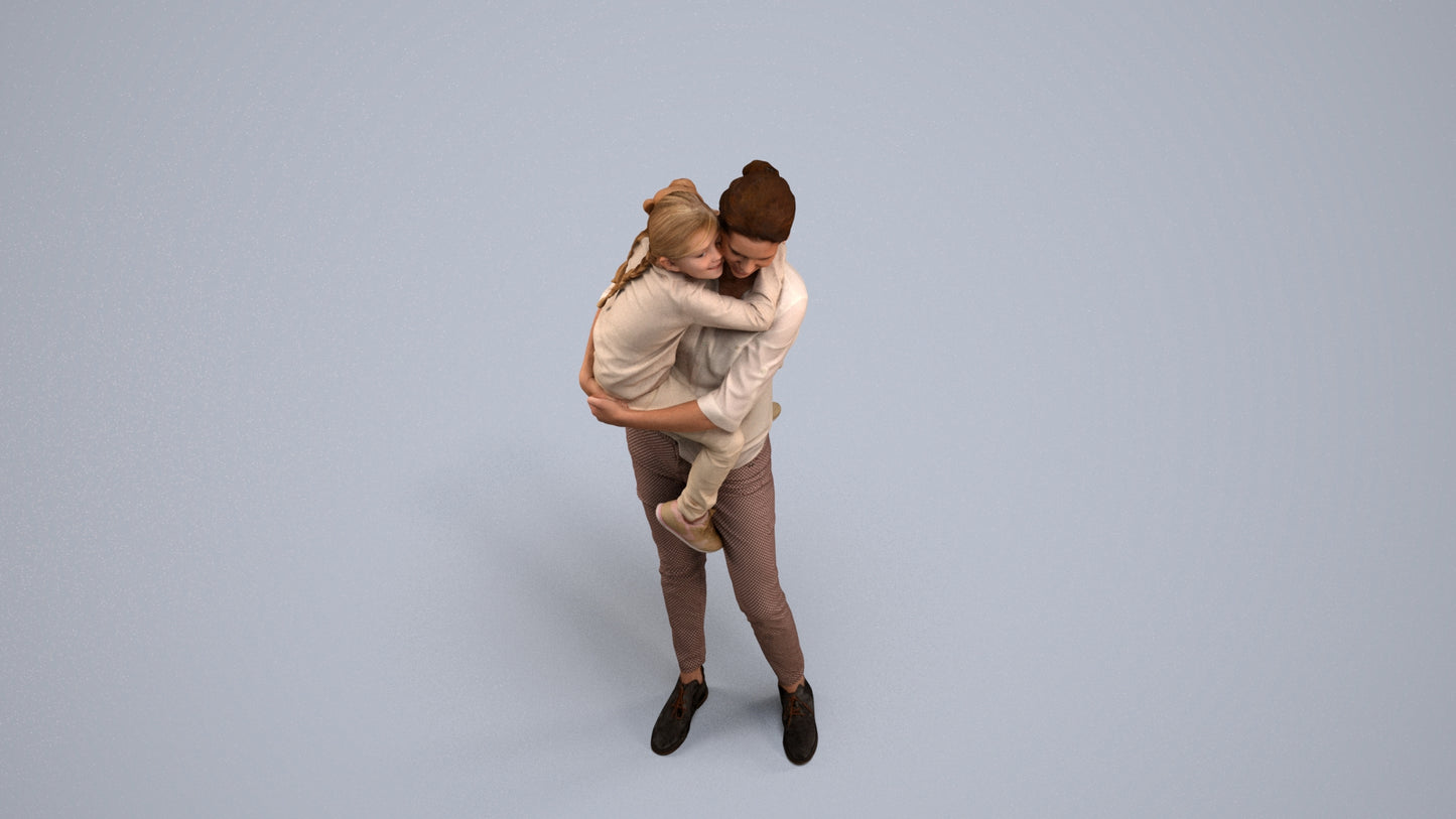 3D scanned girl kids casual, photorealistic archviz people for Enscape and SketchUp, back view render