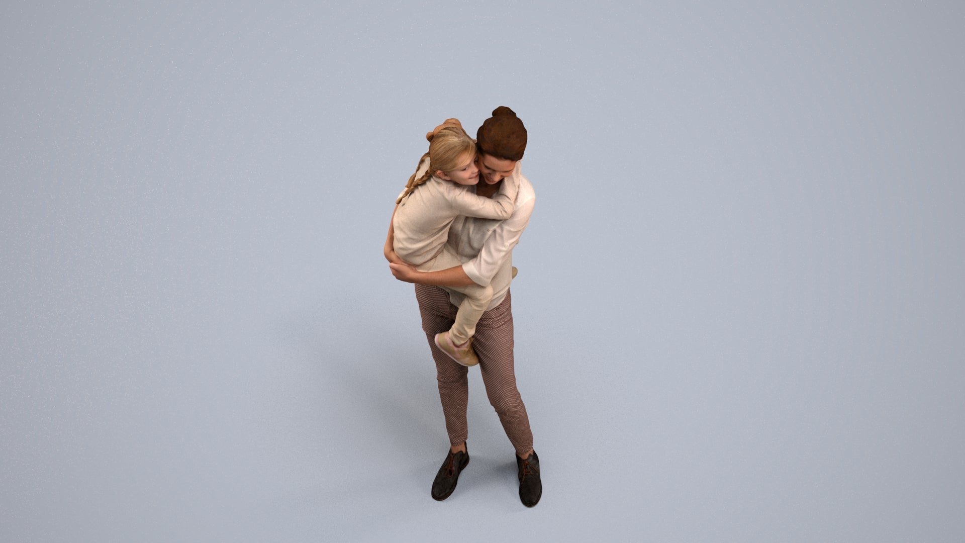 3D scanned girl kids casual, photorealistic archviz people for Enscape and SketchUp, back view render