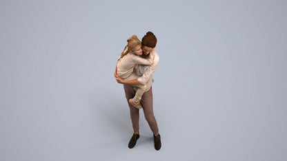 3D scanned girl kids casual, photorealistic archviz people for Enscape and SketchUp, back view render