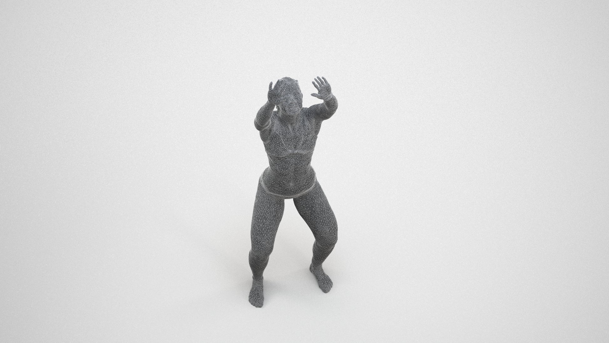 scanned 3D woman pool, photogrammetry people for Enscape and V-Ray, wireframe three-quarter view