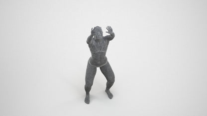 scanned 3D woman pool, photogrammetry people for Enscape and V-Ray, wireframe three-quarter view