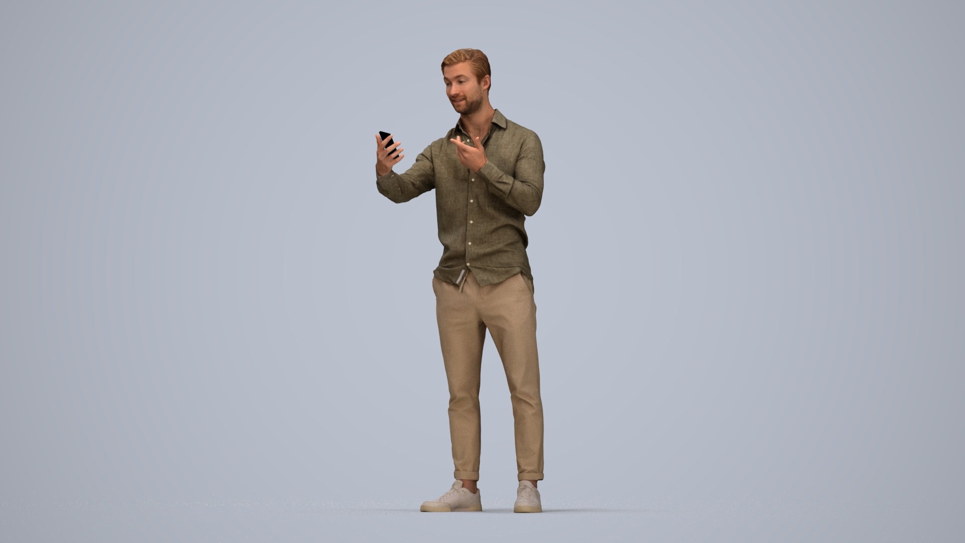 photogrammetry 3D man casual standing, realistic human model archviz FBX, top-down view render