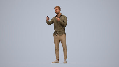 photogrammetry 3D man casual standing, realistic human model archviz FBX, top-down view render