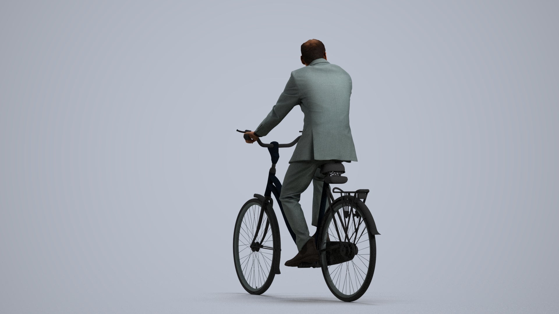 3D people model man business cycling, scanned human for 3ds Max rendering, front view render