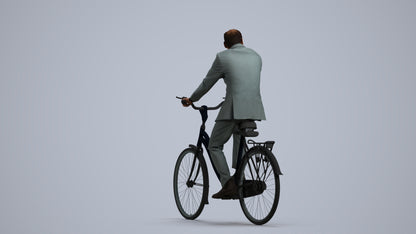 3D people model man business cycling, scanned human for 3ds Max rendering, front view render