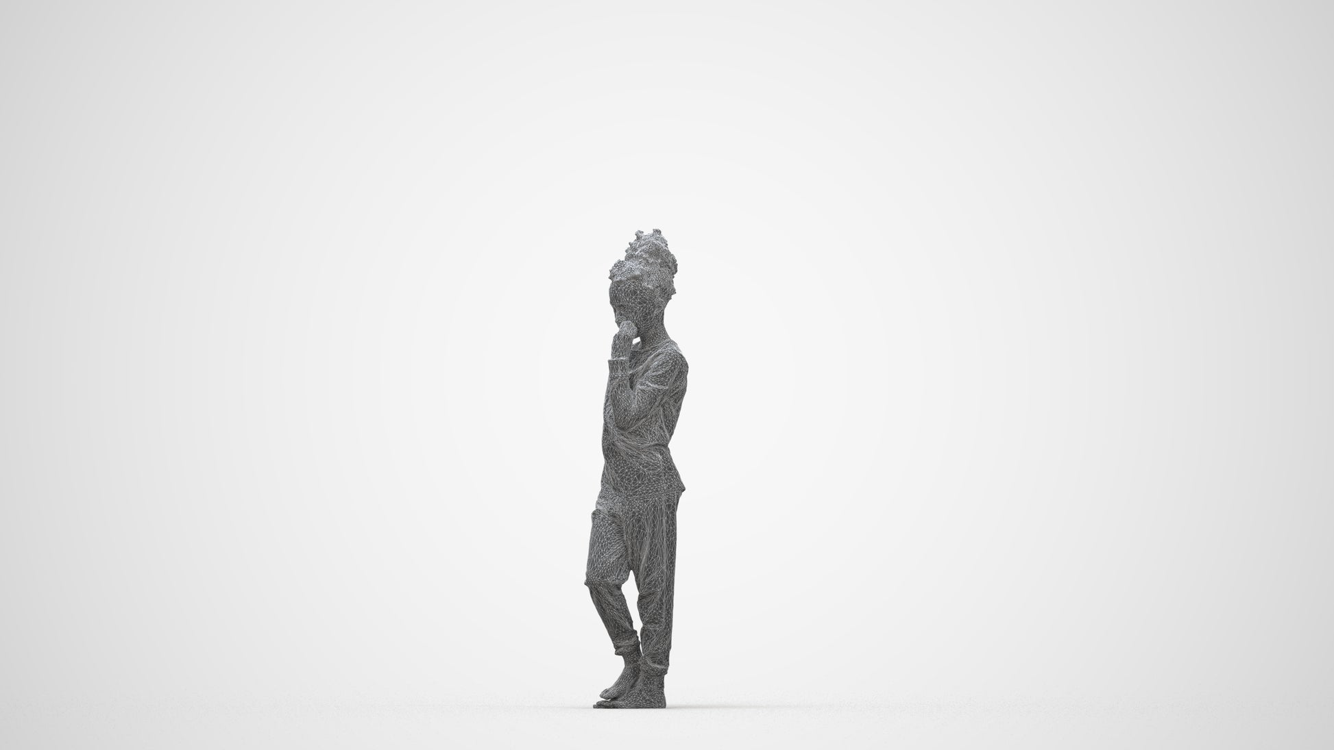 scanned 3D girl kids, photogrammetry people for Enscape and V-Ray, wireframe back view