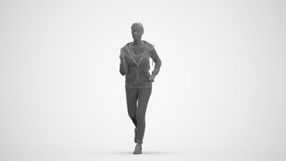 photogrammetry 3D woman sport, realistic human model archviz FBX, three-quarter front view render
