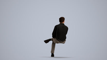 realistic 3D man casual sitting, scanned archviz people for Blender and 3ds Max, front view render