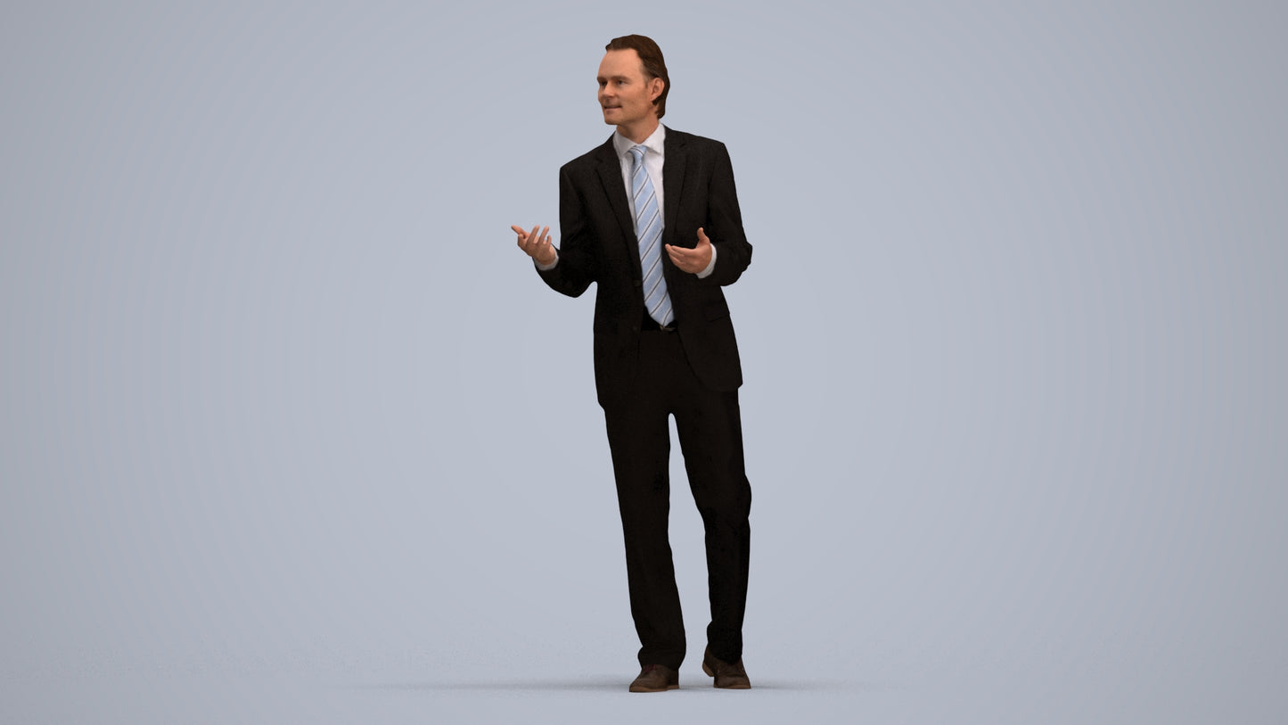realistic 3D people man business, render-ready for V-Ray and Corona, FBX OBJ, standing pose render
