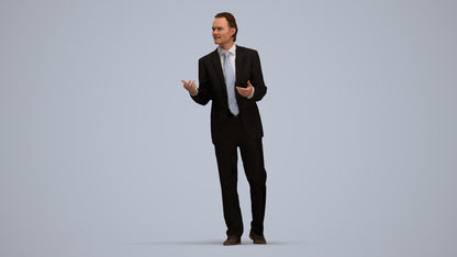 realistic 3D people man business, render-ready for V-Ray and Corona, FBX OBJ, standing pose render
