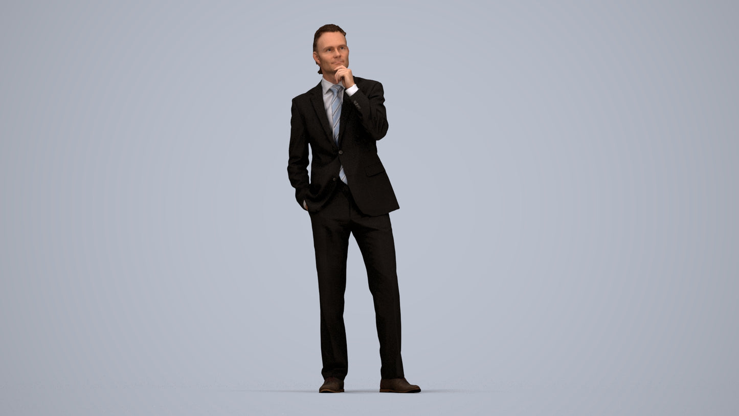 3D scanned man business, photorealistic archviz people for Enscape and SketchUp, top-down view render