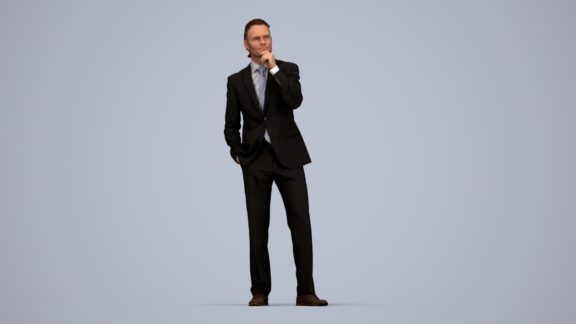 3D scanned man business, photorealistic archviz people for Enscape and SketchUp, top-down view render