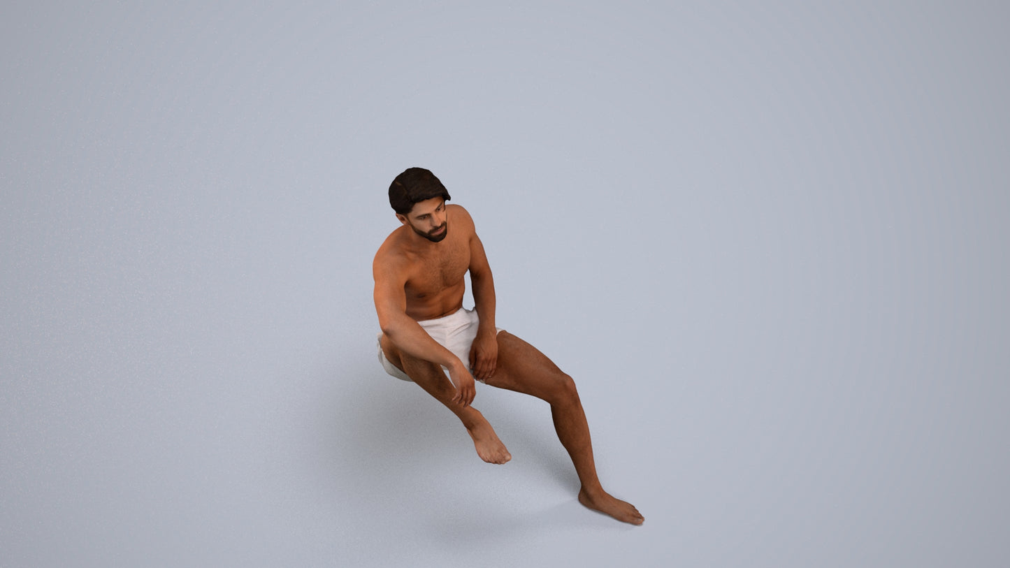 realistic 3D people man pool, render-ready for V-Ray and Corona, FBX OBJ, back view render