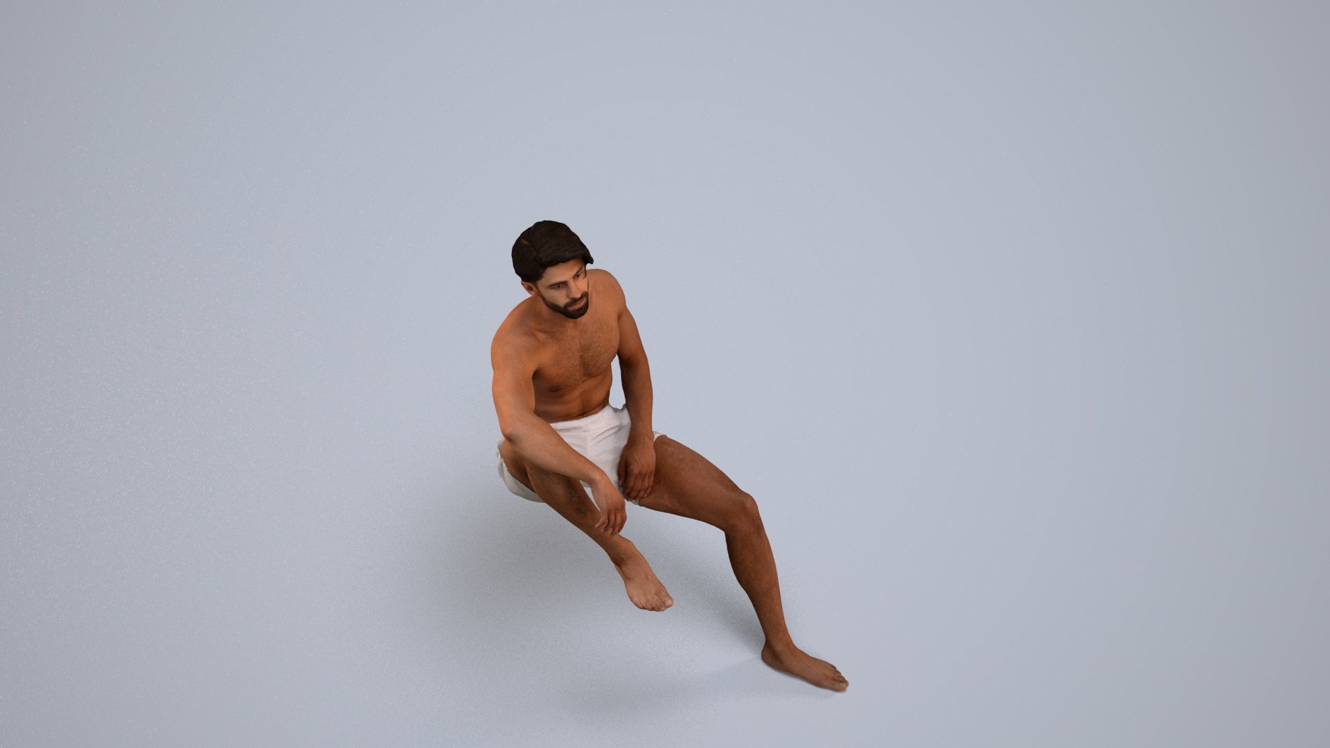 realistic 3D people man pool, render-ready for V-Ray and Corona, FBX OBJ, back view render