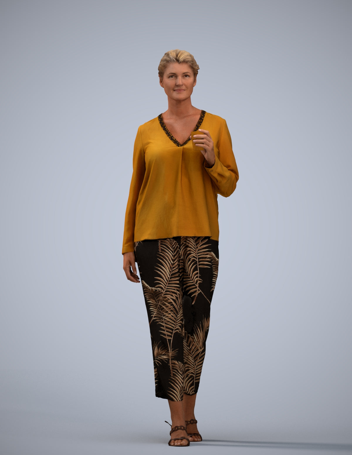 scanned 3D woman casual walking, photogrammetry people for Enscape and V-Ray