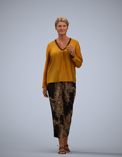 scanned 3D woman casual walking, photogrammetry people for Enscape and V-Ray