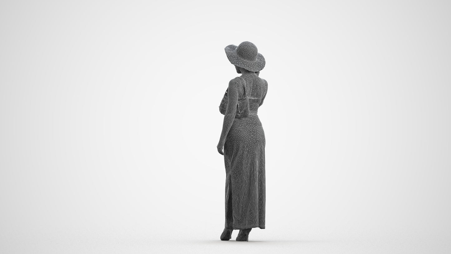 realistic 3D human woman casual walking, archviz people FBX OBJ for Blender, wireframe front view