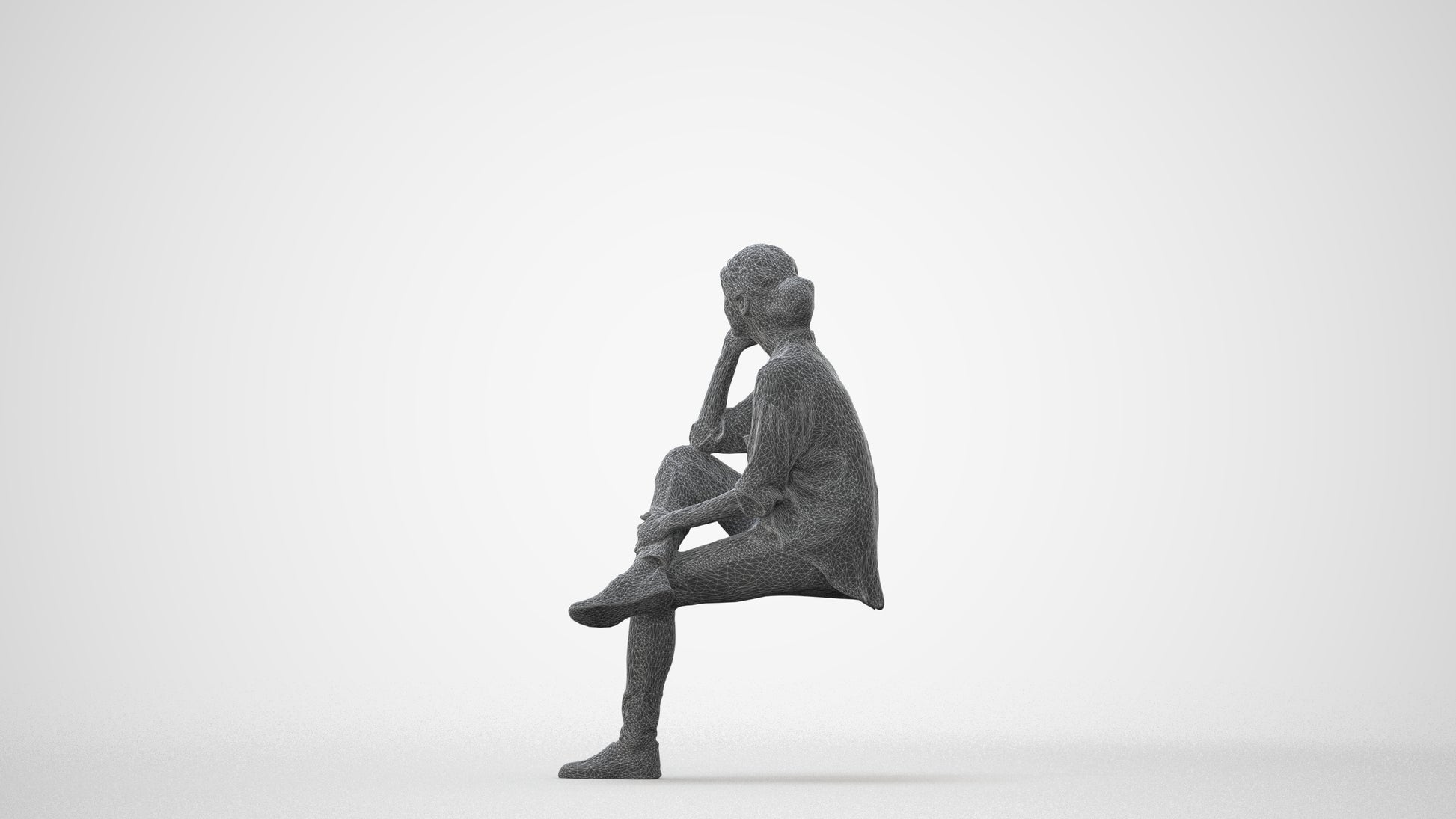 scanned 3D woman casual sitting, photogrammetry people for Enscape and V-Ray, square thumbnail