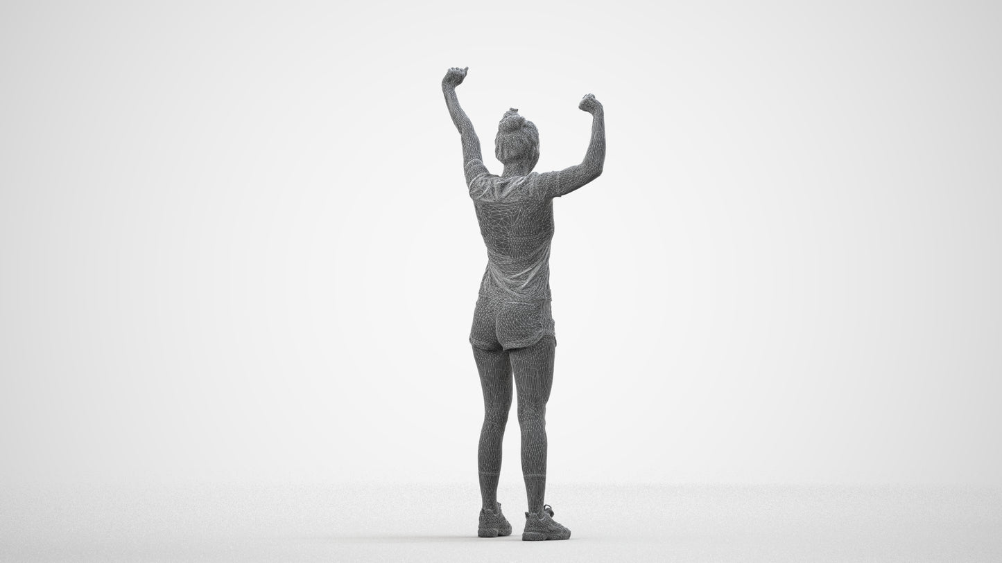 photogrammetry 3D woman sport, realistic human model archviz FBX, wireframe side view