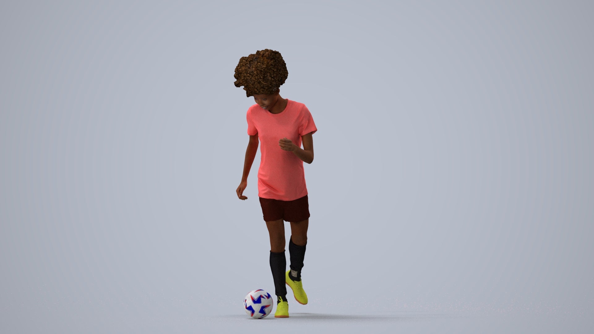 3D people model woman sport, scanned human for 3ds Max rendering, three-quarter view render