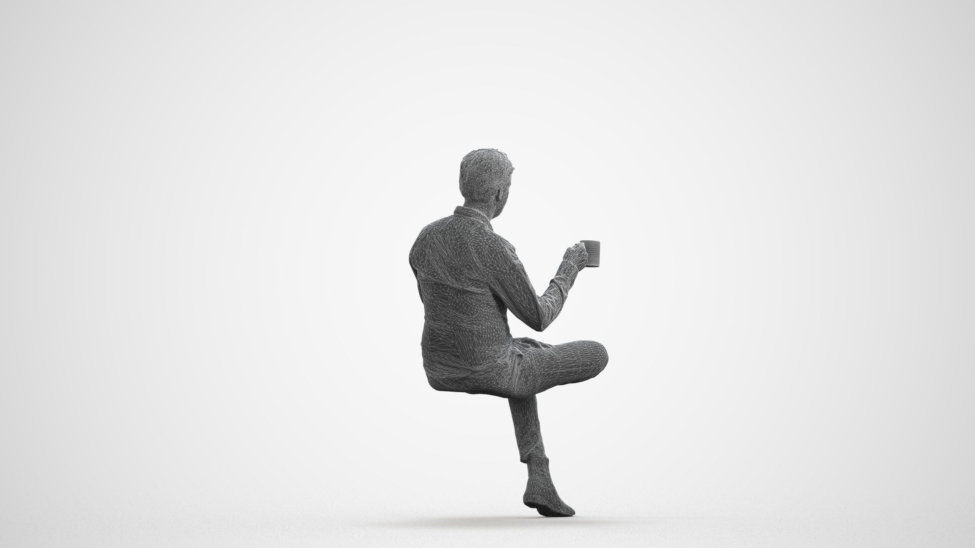 realistic 3D people man business, render-ready for V-Ray and Corona, FBX OBJ, wireframe front view