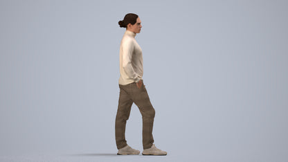 3D scanned man standing casual, photorealistic archviz people for Enscape and SketchUp, side view render
