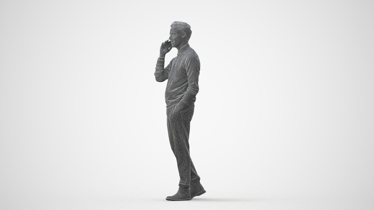 3D human model man casual walking, photogrammetry scanned person for archviz, square thumbnail
