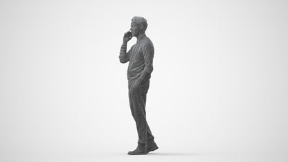 3D human model man casual walking, photogrammetry scanned person for archviz, square thumbnail