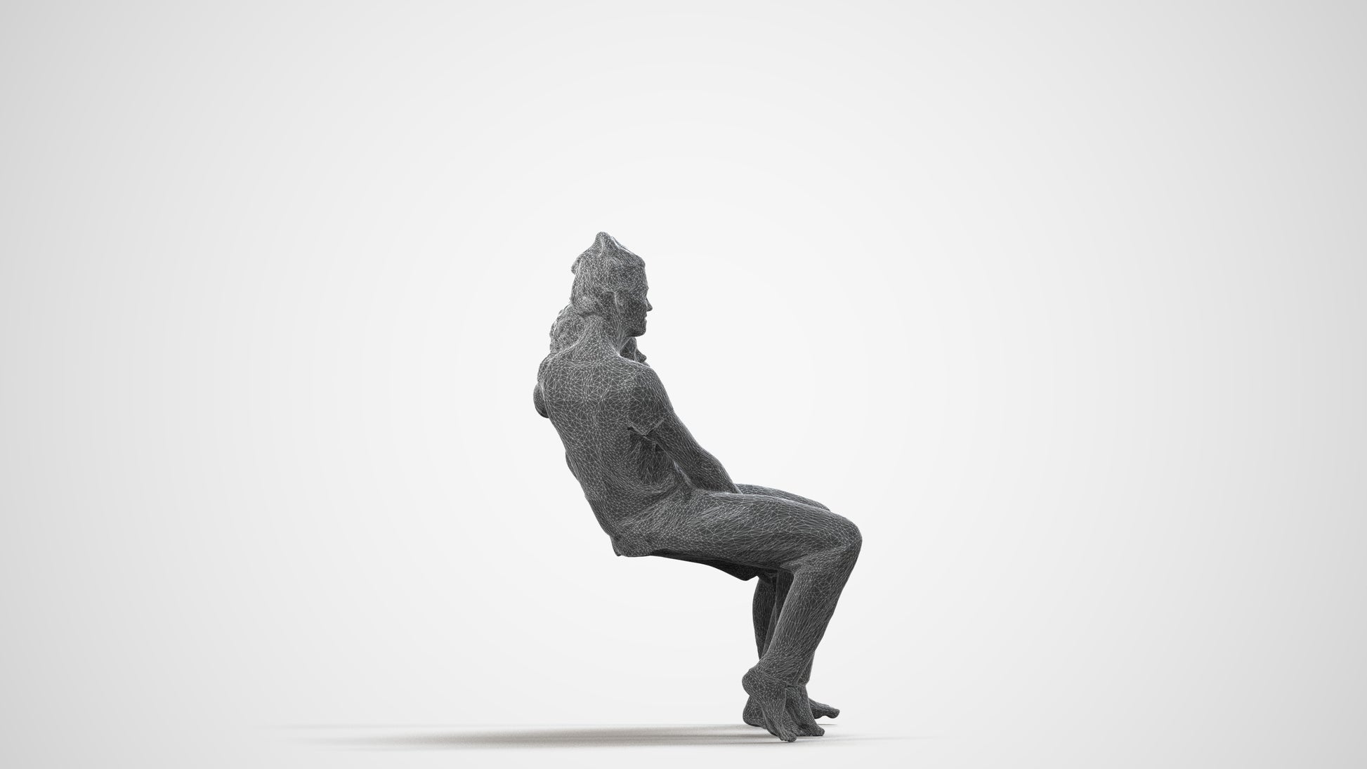 realistic 3D human girl kids, archviz people FBX OBJ for Blender, wireframe side view