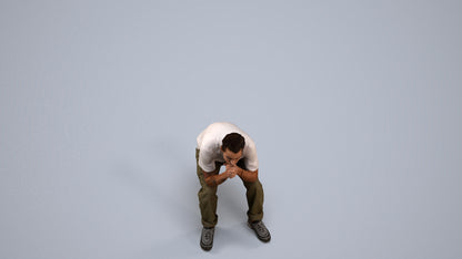 realistic 3D man casual sitting, scanned archviz people for Blender and 3ds Max, back view render