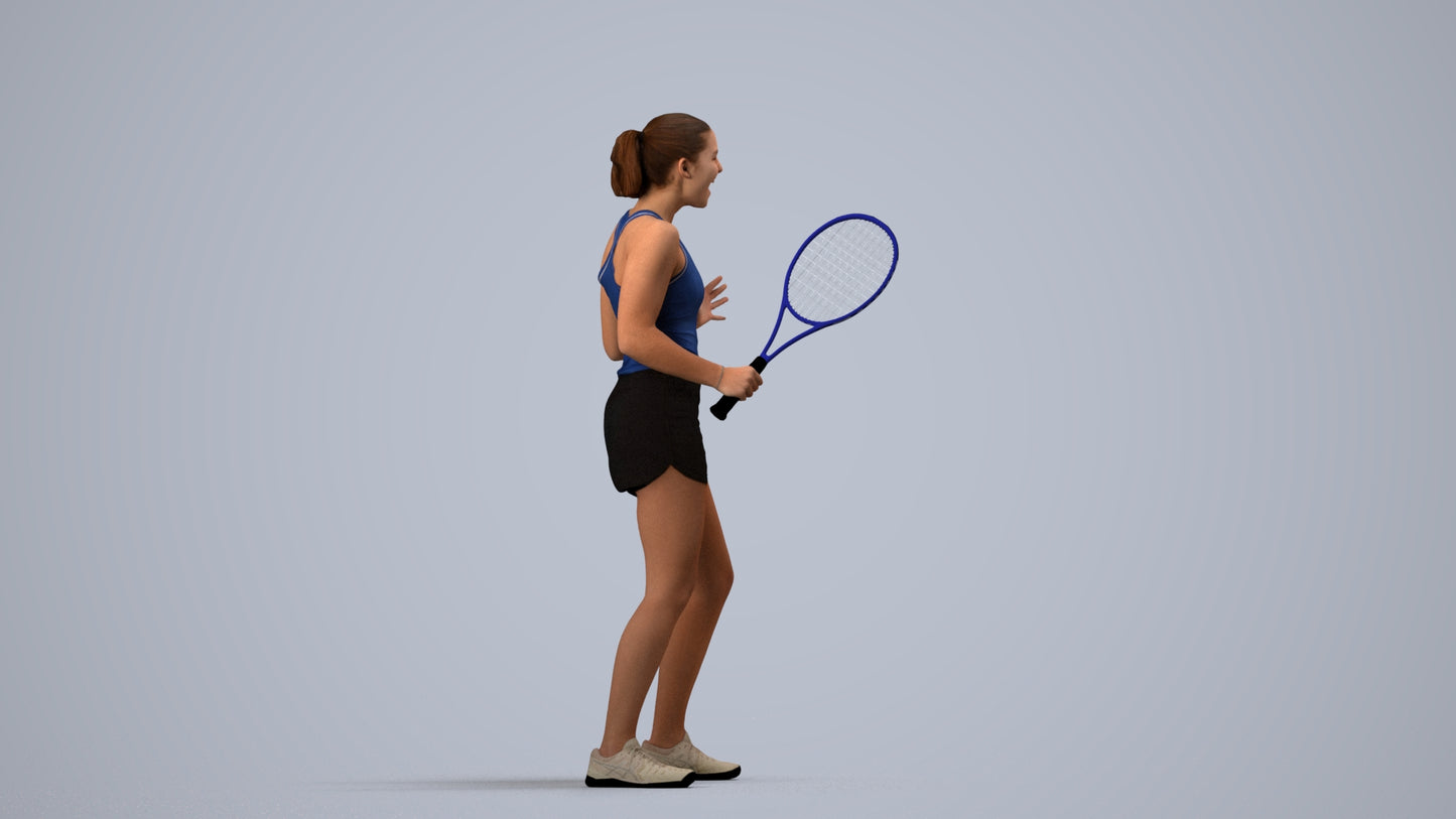 photogrammetry 3D girl sport, realistic human model archviz FBX, side view render