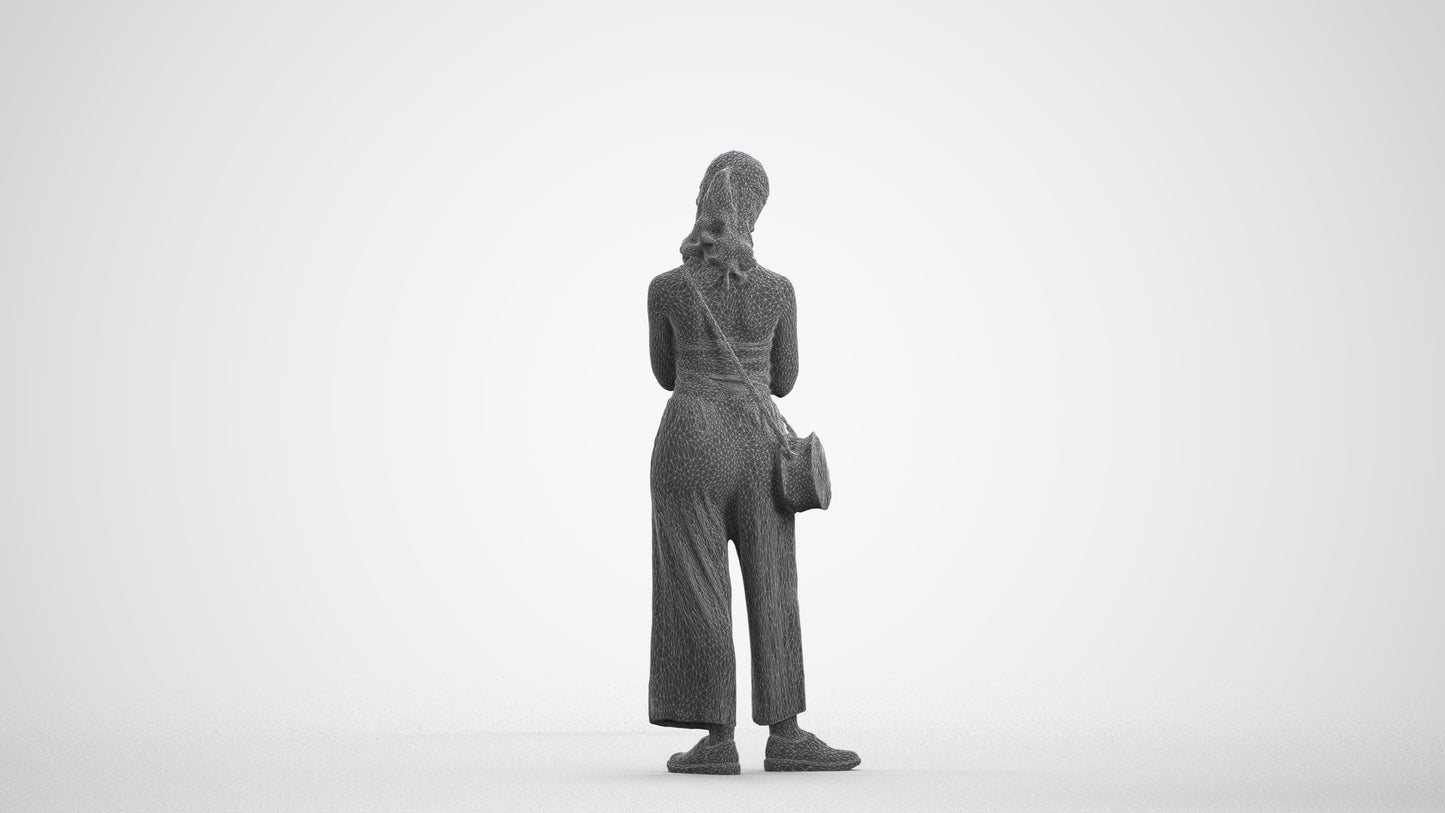 realistic 3D people girl casual kids, render-ready for V-Ray and Corona, FBX OBJ, wireframe front view