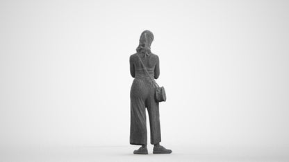 realistic 3D people girl casual kids, render-ready for V-Ray and Corona, FBX OBJ, wireframe front view