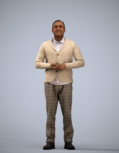 scanned 3D man business standing, photogrammetry people for Enscape and V-Ray