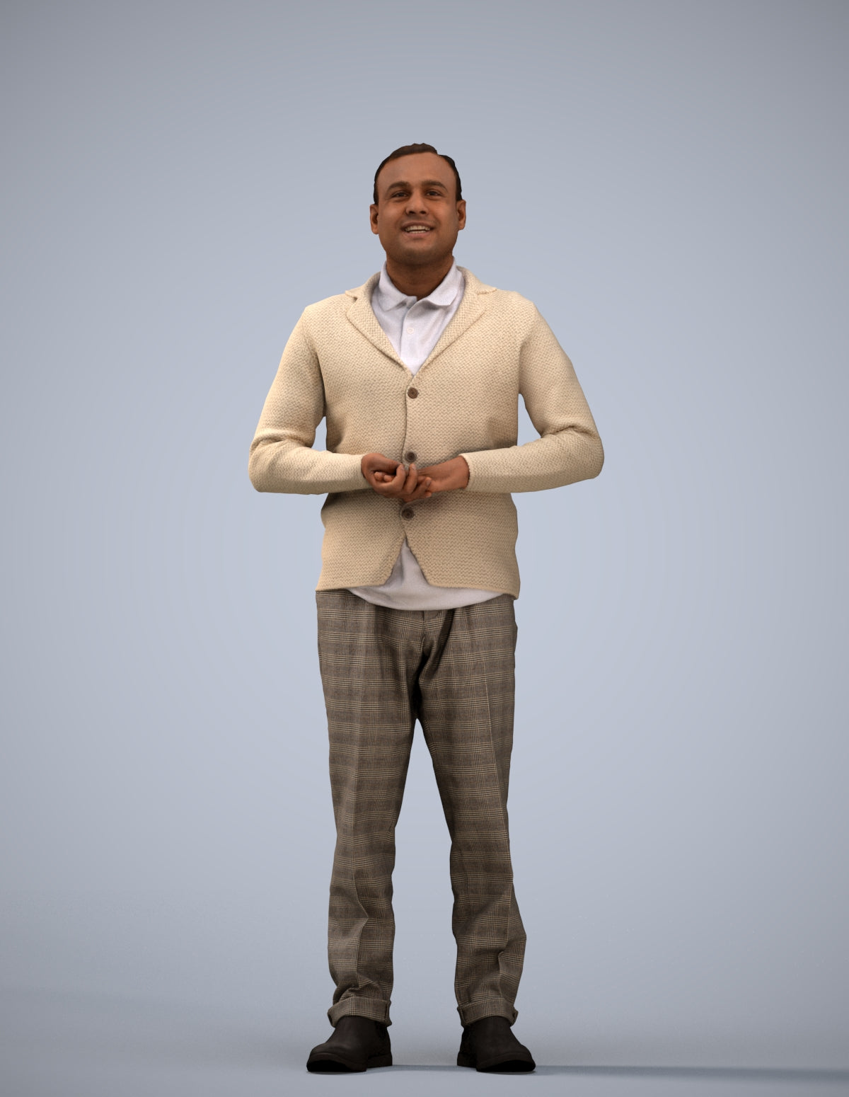 scanned 3D man business standing, photogrammetry people for Enscape and V-Ray
