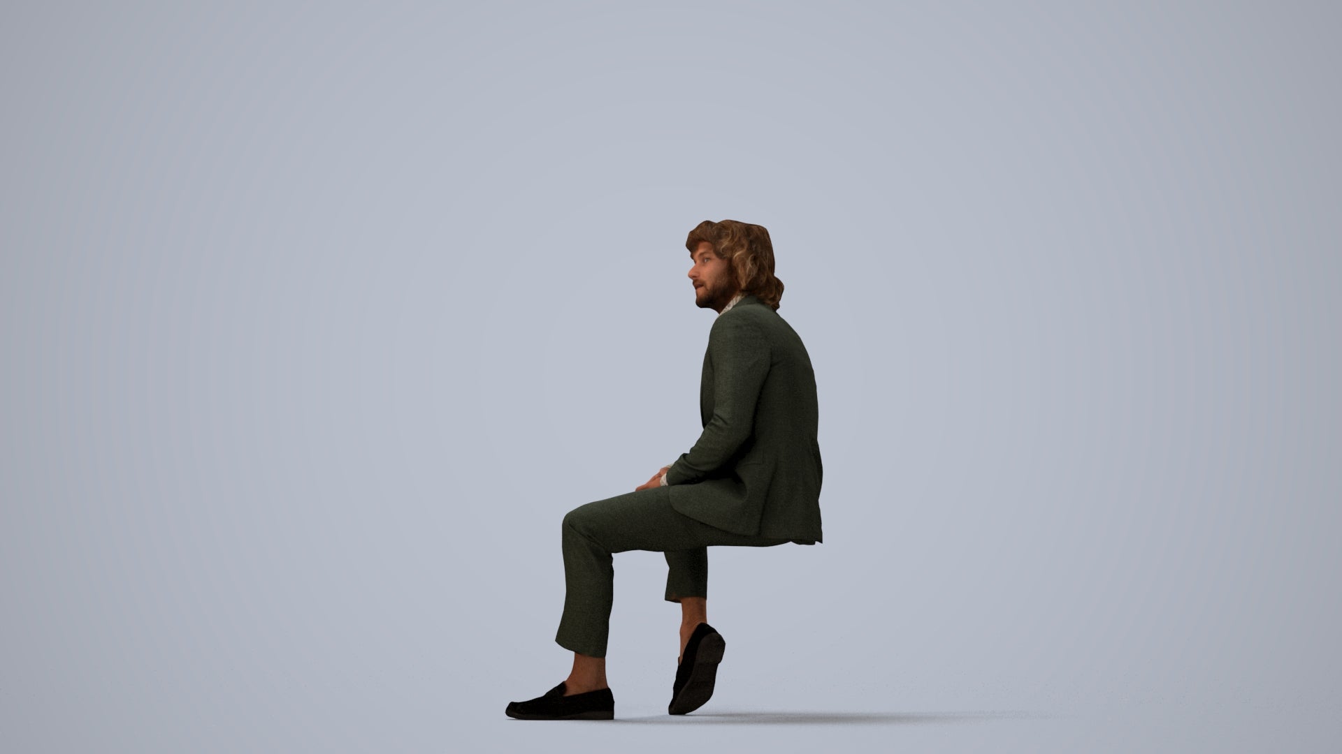 realistic 3D human man business, archviz people FBX OBJ for Blender, three-quarter view render