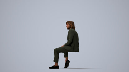 realistic 3D human man business, archviz people FBX OBJ for Blender, three-quarter view render