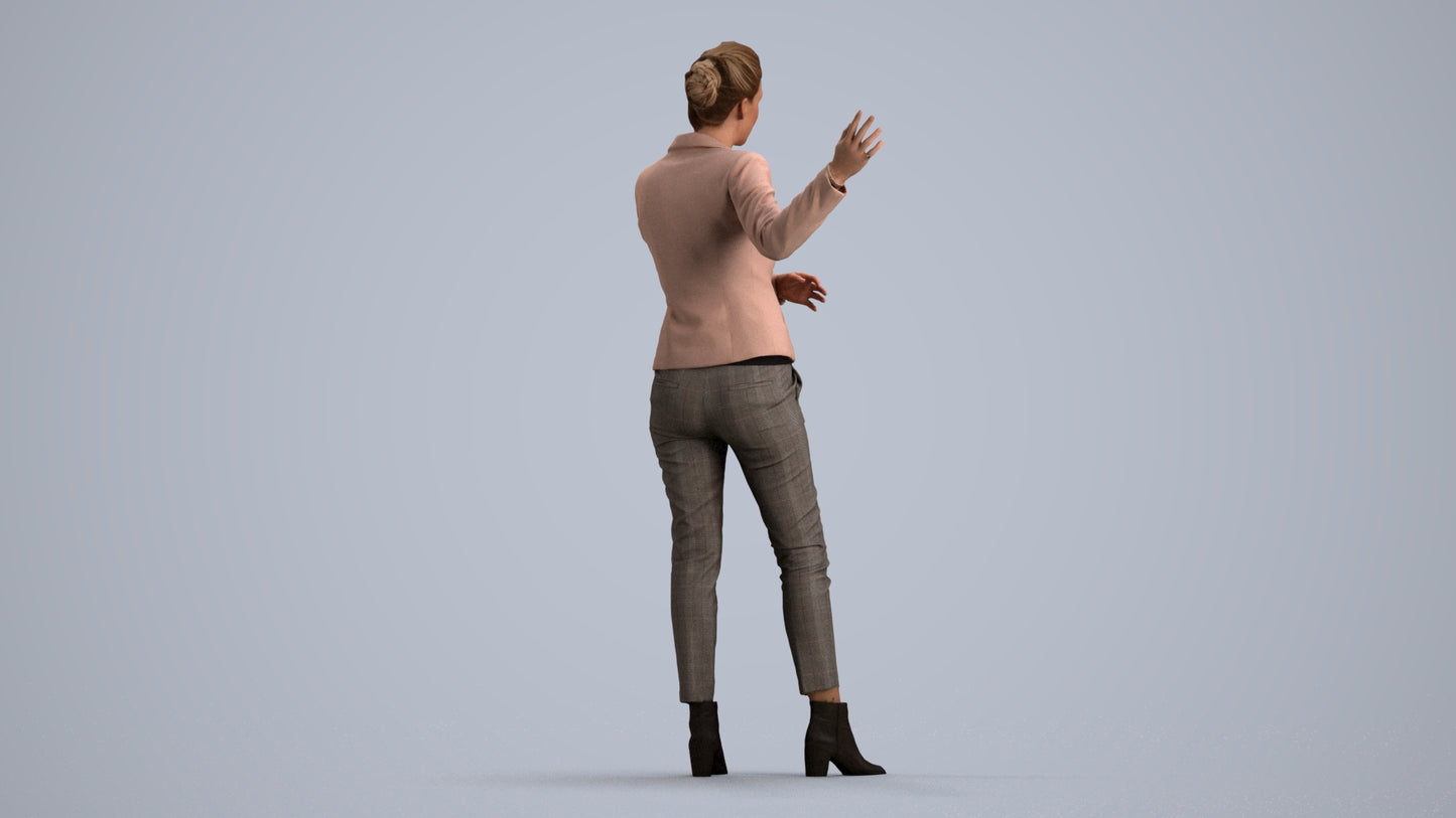 photogrammetry 3D woman business standing, realistic human model archviz FBX, front view render