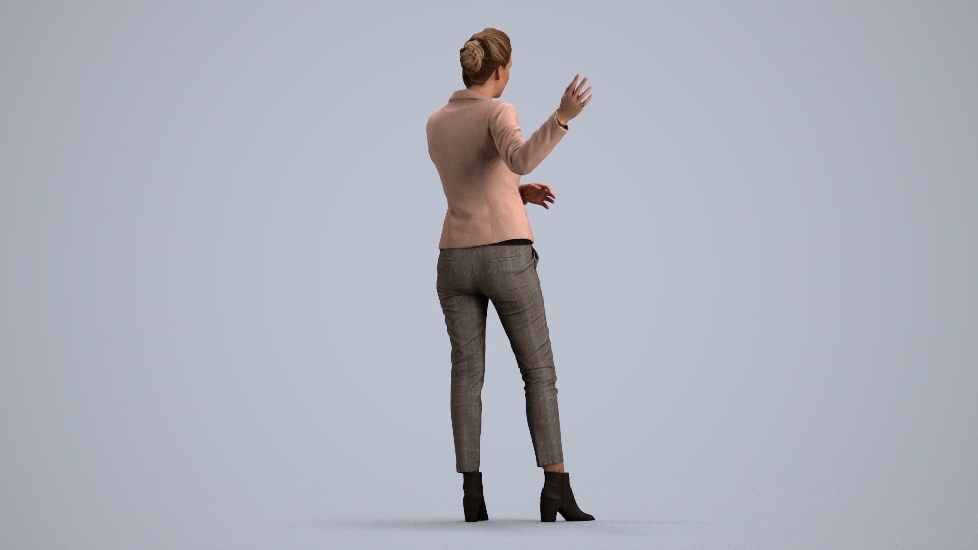photogrammetry 3D woman business standing, realistic human model archviz FBX, front view render