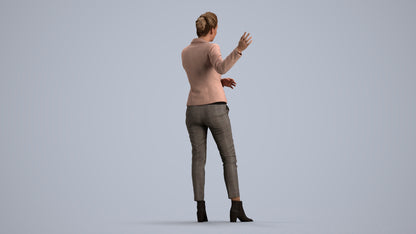 photogrammetry 3D woman business standing, realistic human model archviz FBX, front view render