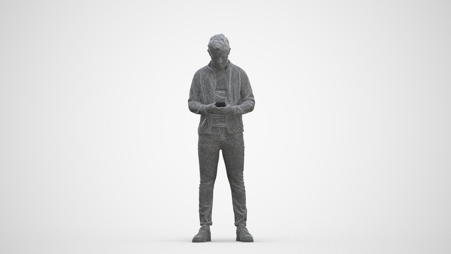 scanned 3D boy casual kids, photogrammetry people for Enscape and V-Ray, three-quarter front view render