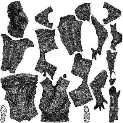 scanned 3D man casual standing, photogrammetry people for Enscape and V-Ray, wireframe top-down view