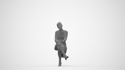 realistic 3D people woman business sitting, render-ready for V-Ray and Corona, FBX OBJ, wireframe back view