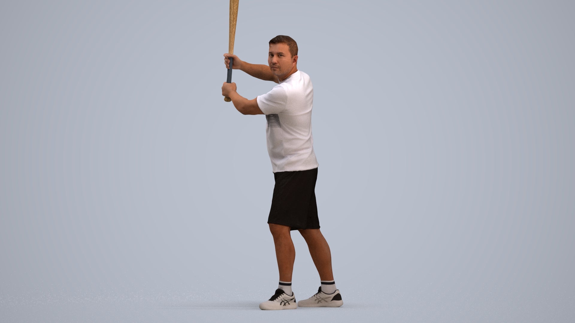 3D scanned man sport, photorealistic archviz people for Enscape and SketchUp, standing pose render