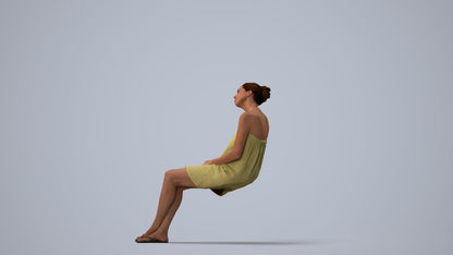 photogrammetry 3D woman casual bathroom, realistic human model archviz FBX, three-quarter view render