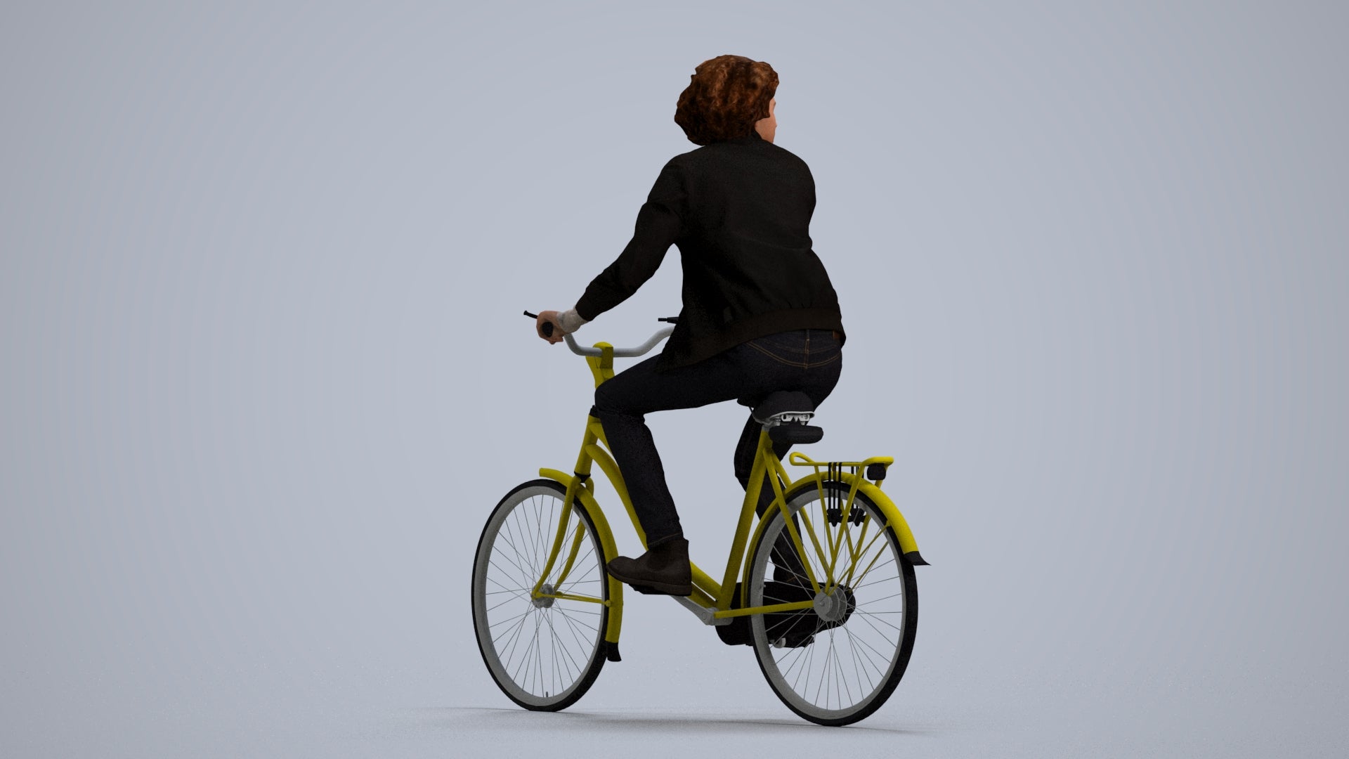 scanned 3D man casual cycling, photogrammetry people for Enscape and V-Ray, front view render